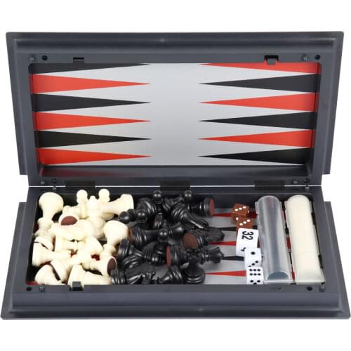 3 In 1 Magnetic Chess Backgammon Checkers Set Folding Chess Portable International Chess Board Game for Kids Toys Funny Gift