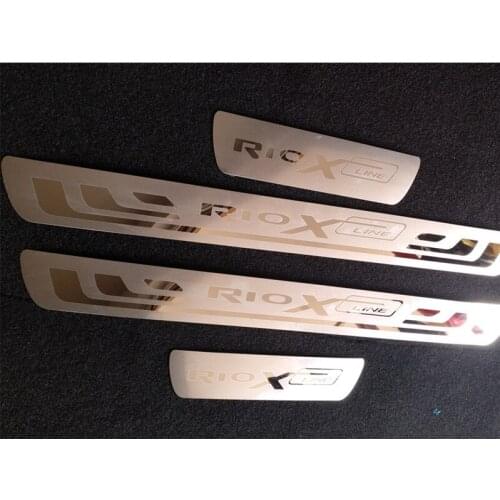 RIO X LINE Stainless Steel Door Sill Scuff Plates Car Door Sill Protective Cover for KIA RIO XLINE 2017 2018 2019