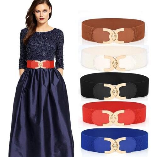 2021 New Fashion Korean Style Buckle Elastic Wide Belt Wide Cummerbund Strap Belt Waist Female Women Accessories