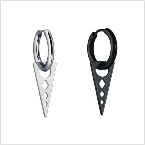 New Arrival Black Stainless Steel Stud Earrings Triangle Pendant Punk Girls Boys Ear Studs for Rapper Women Men