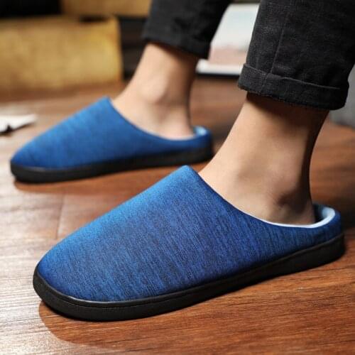 ZEEKSON 2021 New Winter Unisex Cotton Slippers Indoor Home Mens Slippers Warm Hotel Casual Solid Color Platform Flat Slippers
