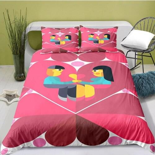 3D Printing Heart-shaped Duvet Cover with Pillowcase Bedroom Decoration Kawaii Bedding Queen Bedding Bedroom Set King Size Bed