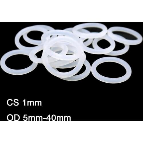 20/50/100pcs Silicon O Ring Sealing Gasket CS 1mm OD 5mm-40mm White Food Grade Waterproof Seals Washer Rubber O-ring