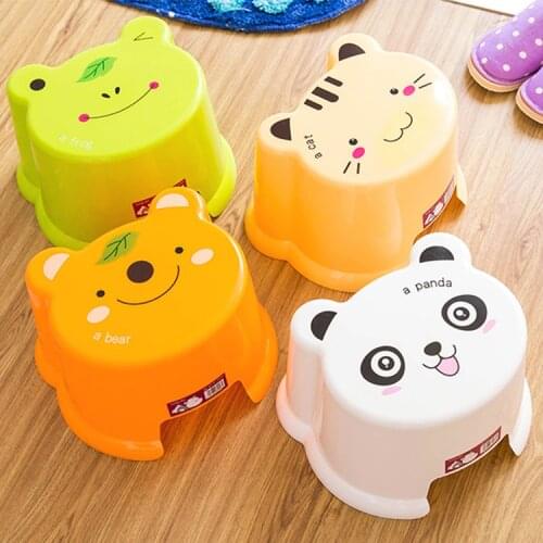Cute Living Room Thick Plastic Stool Bathroom Bench Cartoon Childrens Toddler Stool Footstool Low Chair Storage23*16*12cm