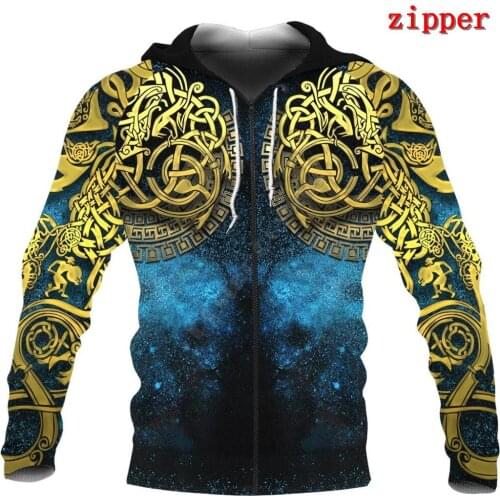 Viking Tattoo 3D Hoodies Printed Harajuku Coat Jacket Men For Women Fashion Zipper hoodies Drop Shipping 04