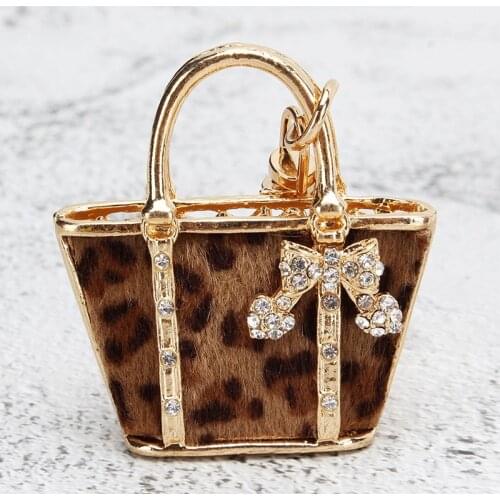 Creative Leopard Print Small Bag Shape Keychain Beautiful Keyring Accessories Gift Bag Bag Pendant Decoration
