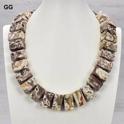 GuaiGuai Jewelry 21'' 17x30MM Picture Jasper Natural Gems Stone Necklace