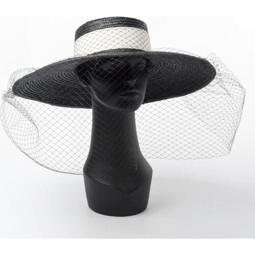 01812-HH7269 2019 new desige handmade straw Hepburn style DINNER Elegant Retro mesh lady holiday sun cap women leisure hat