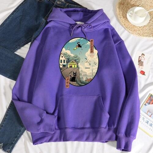 Kikis Delivery Service Printed Women Hoodie Casual Fleece Hoody Autumn Crewneck Sweatshirt Fashion Oversize Male Sportswears