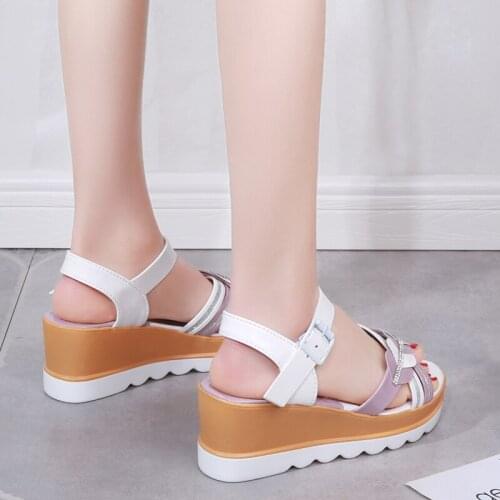 High-heeled Sandals Female Wedges 2019 New Summer Student Fashion Wild Net Red Super Fire Ins Tide Fairy Wind