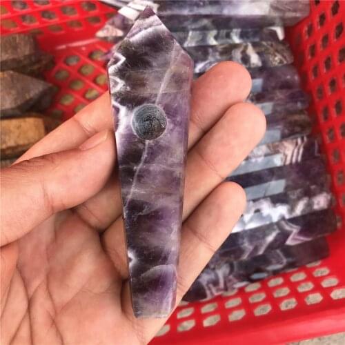 1pcs Natural dream Amethyst Crystal Smoking Pipe purple quartz stone healing wand Reiki Gifts