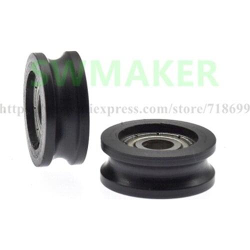 1pcs 4*15*6cm Small pulley groove U-shaped groove wheel 604zz wrapped bearing pulley nylon/pom polyformaldehyde