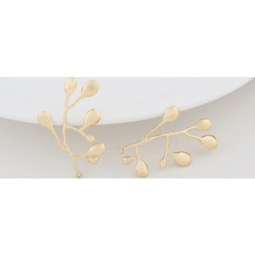 6PCS 22*37MM 24K Champagne Gold Color Brass Drop Shape Tree Branch Charms Pendants High Quality Diy Jewelry Findings