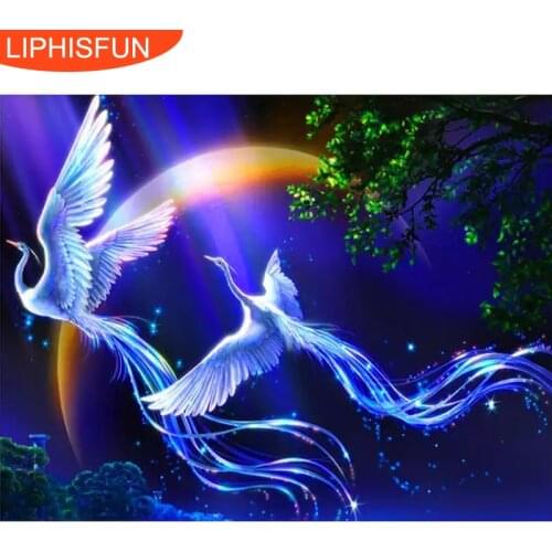 5d Diy Diamond Painting Animal Phoenix Bird Cross Stitch Resin Square Rhinestone Pictures Diamond Embroidery Peacocks