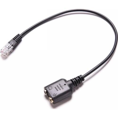 8in 2/3.5mm Jacks to RJ9/RJ10 PC Mic/Headset to Office Phone Adapter Cable