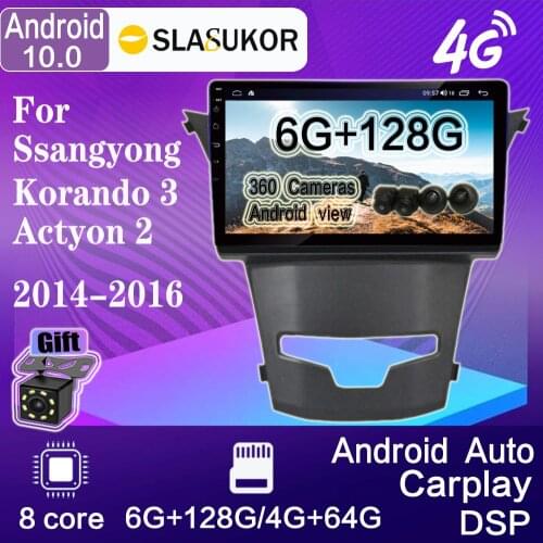 9" 4G IPS Android 10 Octa Core Car Radio For Ssangyong Korando 3 Actyon 2 2014 2015 2016 Multimedia GPS Navigation GPS Player BT