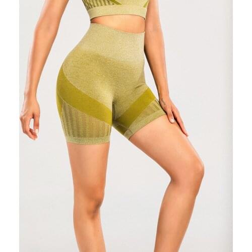 High Waist Hip Tights Seamless Fitness Gym Workout Shorts Clothing Stretch Mesh Running Yoga Pants Striped Yoga Shorts