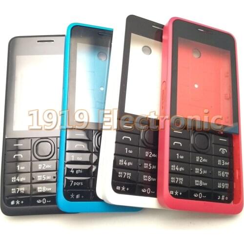 4 Color New Mobile Phone Housing Cover Case + English Or Russian Keypad For Nokia 301 Dual Single