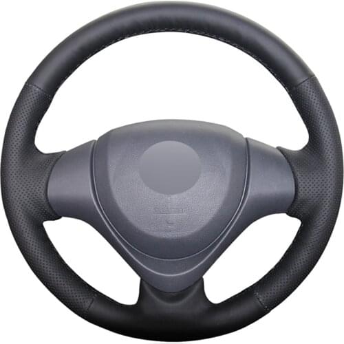 Black PU Faux Leather DIY Hand-stitched Car Steering Wheel Cover for Suzuki Jimny 2015 2016 2017 2018 Alto 2016 2017 2018