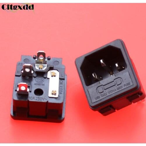 Cltgxdd 3 pin 10A 250V AC power socket connector with fuse plug, industrial socket Black 3pin