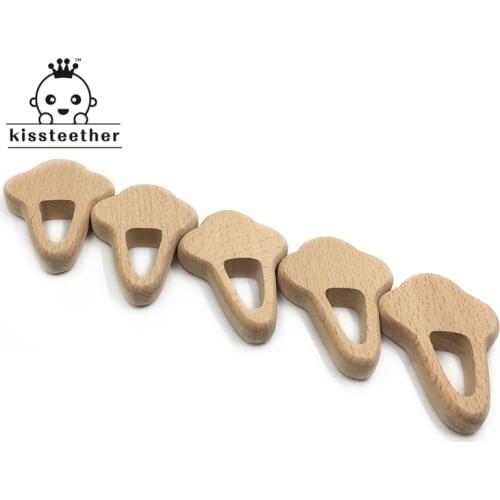 Beech Wooden Ice Cream Natural Handmade Wooden Teether DIY Wood Personalized Pendent Eco-Friendly Safe Baby Teether Toys