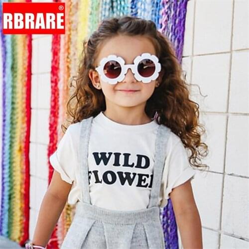 RBRARE Pink Sun Flower Child Sunglasses Candy Color Cute Round Wild Concave Shape Personality Baby Anti-UV Street Beat Glasses