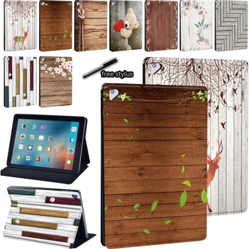 For Apple IPad Air 1/2 9.7"/Air 3 10.5" 2019 /Air 4 2020 10.9" PU Leather Wood Grain Print Pattern Anti-fall Tablet Cover Case