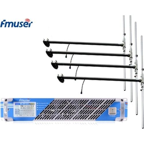 FMUSER FSN-150T 100W 150W Touch Screen FM Radio Transmitter Broadcast+4 Bay Dipole Antenna+30m 1/2" Cable For FM Radio Station