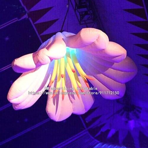 2m 5ft Giant inflatable flower morning glory with blower and LED for wedding decoration customized color