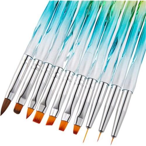 10 Pcs/Set Gradient Nail Art UV Gel Brush Liner Painting Flower Lines Stripe Drawing Extension Builder Pen Manicure DIY Tool