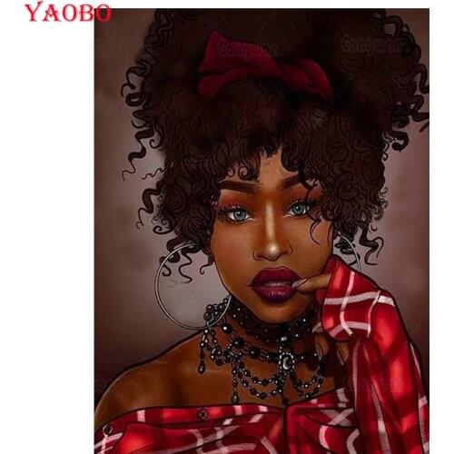 YAOBO 5d Diamond Painting Full Drill Square African woman Diamond Embroidery Mosaic Pictures Of Rhinestones Wall Art Decor