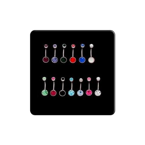 100pcs press fit crystal double gem belly rings mix colors body jewelry lots hot sale belly bar fashion piercings