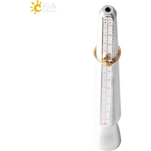 CSJA Aluminum Ring Sizer Mandrel Gauge Finger Jewelry Making Tool Jewelers Measure Stick US HK JP EU 4 Measurement Scales E352