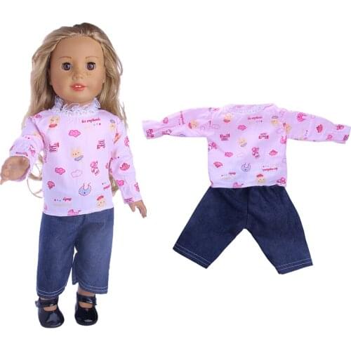 Doll Clothes cute pink T-shirt Wear fit Doll For 18 inch, Children best Birthday Gift n1419