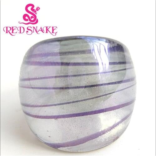 RED SNAKE Fashion Ring Handmade Light grey with line drawing Murano Glass Rings