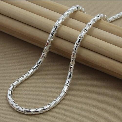 Mens necklaces chains collar Silver Plated Necklace Fine Fashion 4mm women Jewelry Necklace Chains for men