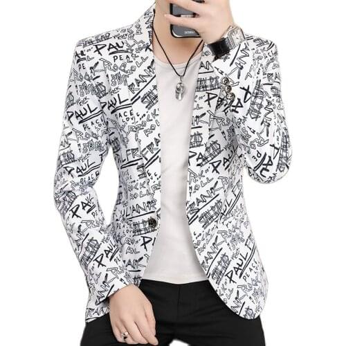 Suit Male，Autumn New, Casual Suit, Lapel, Print, Button Door, Pocket Decoration, Three Colors, M-3XL, Slim Version, Anything