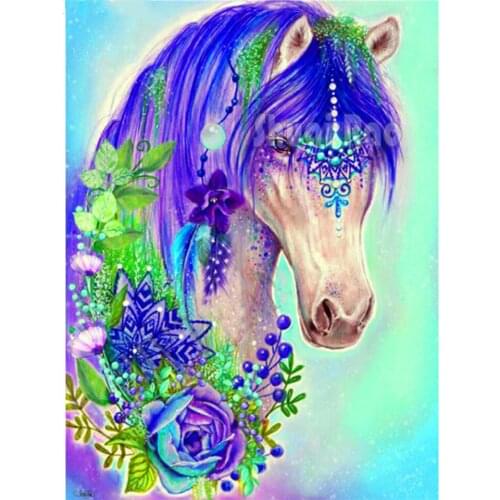 DIY Diamond Painting Blue Horse Rose Full Square Diamond Embroidery Pattern Cross Stitch Mosaic Animals Unicorn Decor for Home