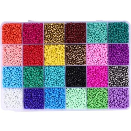 24 glass beads combination set wholesale DIY handmade jewelry bracelet beaded material cross stitch beads