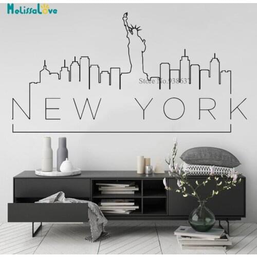 New York Skyline Decal City Vinyl Sticker Mural Wall Art Wall Decal Building Antenna Decor Wall Sticker Custom Room Decor BB154