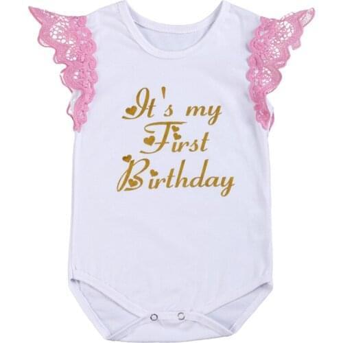 Baby Girls Birthday Clothes Cake Smash Outfit Cute Letter Print Romper Bodysuit Photography Props Casual Sleeveless Baby Romper
