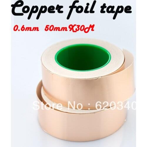 50mm*30 meters *0.06 One Sided Conductive Adhesive CopperFoil EMI Shielding Tape Sticky Grounding Static Charge Draining