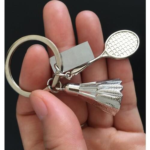 Badminton Tennis Racket Shape Widgets Creative Keychain Sports Mini Keys Chain Backpack Ornaments Gifts for Sports Lovers