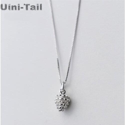 925 sterling silver necklace female Korean simple fresh art and literature silver solid small pine necklace accessories gift