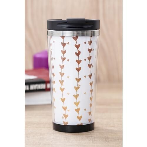Gift Shop Gold Heart Pattern Thermos Cup