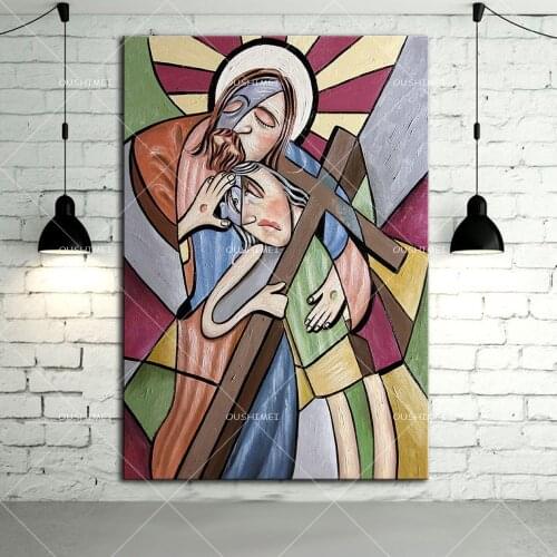 Professional Artist Hand-painted High Quality Jesus and Child Oil Painting on Canvas Modern Jesus Decorative Canvas Painting