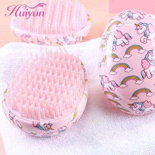Huiyun Cute Egg Comb Anti-static Massage Hair Brush Tangle Detangle Shower Salon Styling Straight Curly Portable Unicorn Cartoon