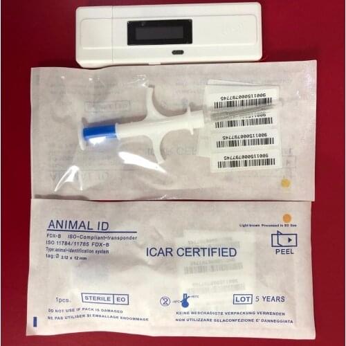 Rfid Fdx-b Microchip Scanner Animal Id Reader + 2 pcs plastic injector 2*12mm