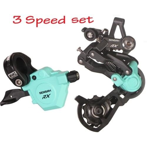 Folding Bike Derailleur Set 3 Speed Shift Lever & Rear 3 Speed Freewheel Shifing 412 Folding Bicycle Shifter Parts Red/Black