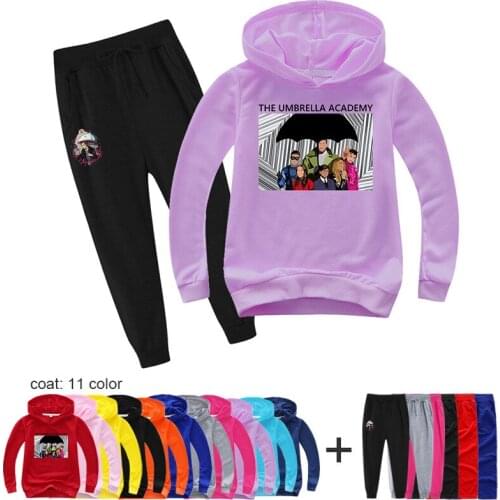The UMBRELLA ACADEMY TrackSuits Kids Hoodies Sports and Pants 2 Pieces Set Children Causal Toddler Boys Clothing Sets Outfits